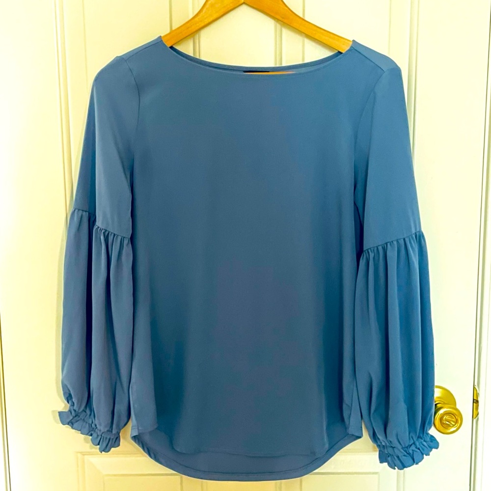 Ann Taylor Ballon-Sleeved Blouse. Colonial Blue, Sz S.